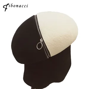 Фетровая шляпа Fibonacci, черная, белая, на молнии, в стиле пэчворк, для женщин, Осень-зима, 2019