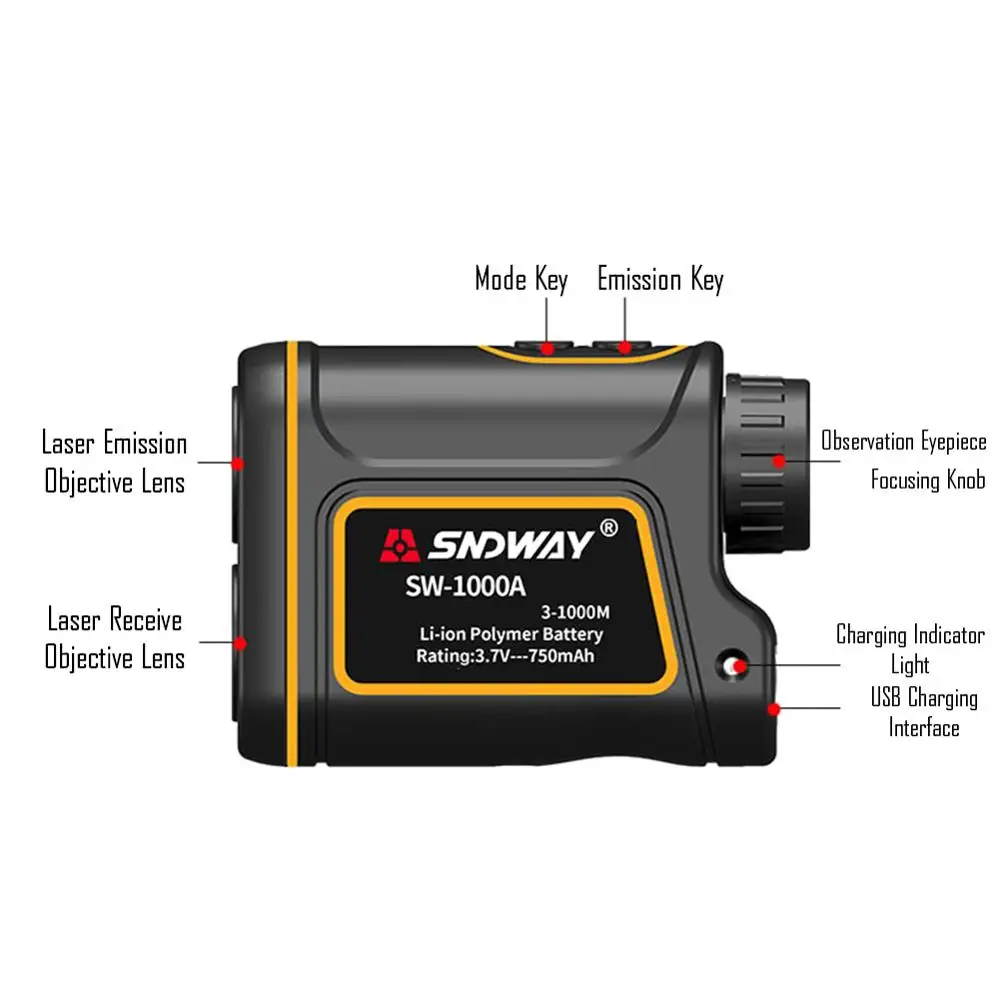 650 ярдов 1090 открытый дальномер для гольфа с 7X увеличением Поддержка usb зарядка