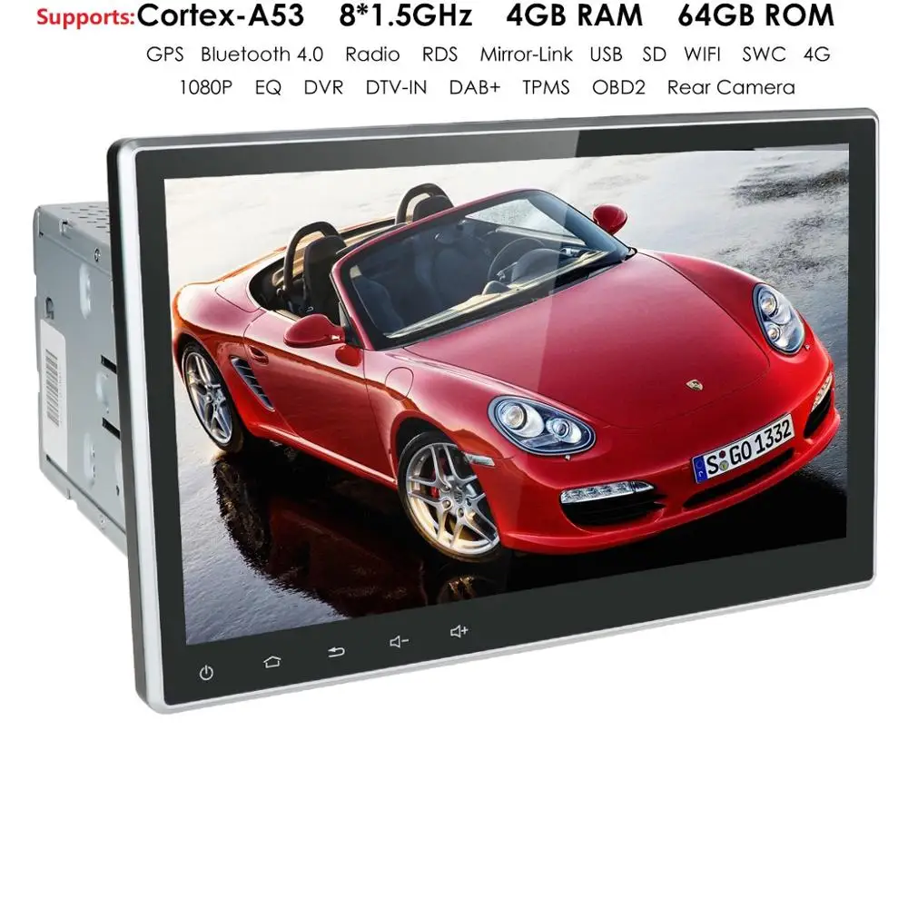 10," 2Din Android 9,0 универсальный автомобильный стерео радио gps навигация нет-DVD поддержка 4G wifi Bluetooth Зеркало Ссылка с 4 Гб+ 64 ГБ