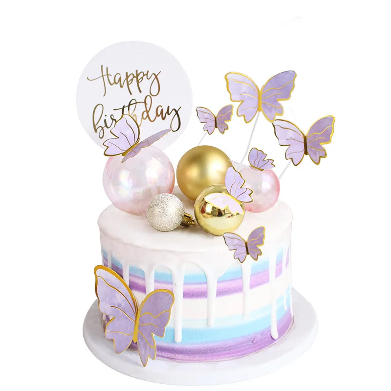 

Butterfly Cake Toppers Happy Birthday Cake Toppers Handmade Painted Wedding Birthday Party Cake Decoration Party Baking Supplies