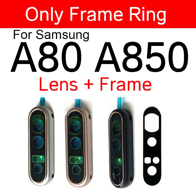 Стеклянная крышка для объектива задней камеры Samsung Galaxy A80 A850 A805F, Задняя Основная камера, стеклянный объектив, кольцо, рамка, запасные части