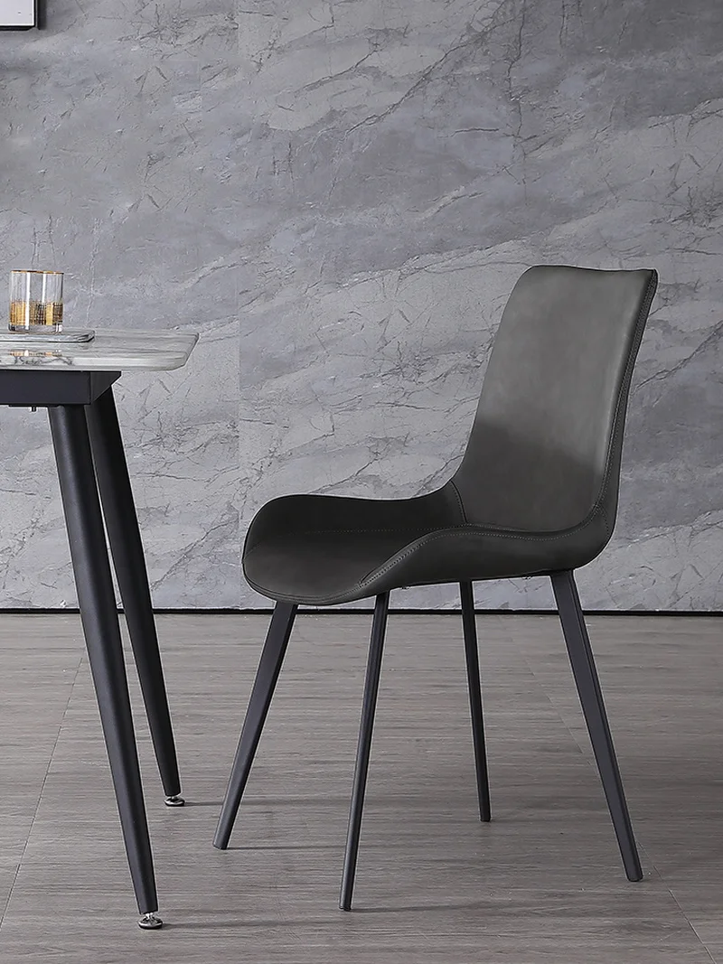Dining Chair Home Modern Minimalist Nordic Restaurant Ins Net Red Light Luxury Leather Chair Creative Iron Chair Small Family