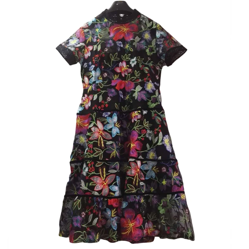 Цветок Вышивка Кружево платье Для женщин 2018 сезон: весна–лето взлетно