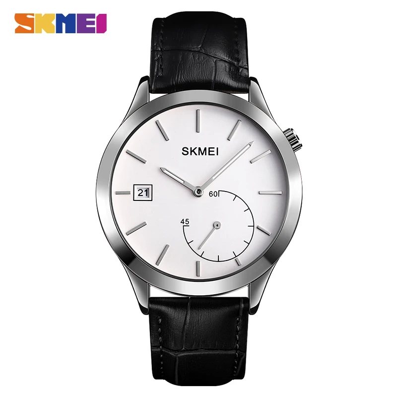 SKMEI Simple Male Wristwatches Date Time Waterproof Men's Watches Top Brand Luxury Leather Quartz Clock Relogio Masculino 1581