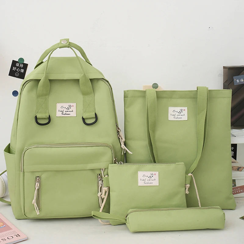 

4 Piece Set High School Bags for Teenage Girls Anti-theft Travel Backpack Women Bookbags Student Schoolbag Bolsas Escolar 56
