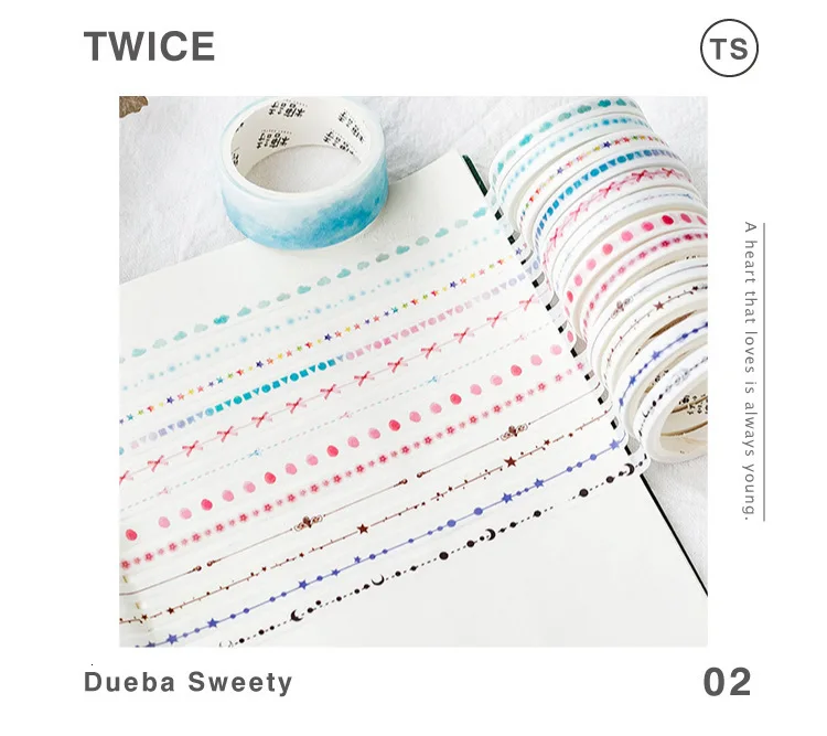 8 шт./лот Красочные DIY лента для декорации Washi Скрапбукинг клейкую ленту наклейки Скрапбукинг Washitape стиральная лента 024033