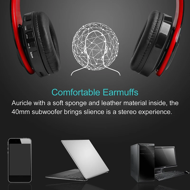 Wireless Headphones Bluetooth-compatibleHeadset Foldable Headphone Adjustable Earphones With Microphone For PC mobile phone Mp3 |