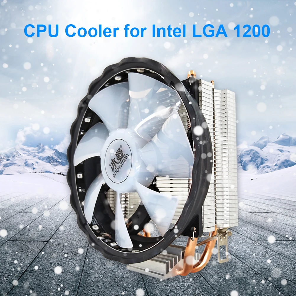 Кулер для процессора SNOWMAN с 2 тепловыми трубками бесшумный кулер ПК RGB-подсветкой