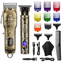 professional barber led hair trimmer all metal electric hair clipper rechargeable man haircut machine men beard mens trimmer