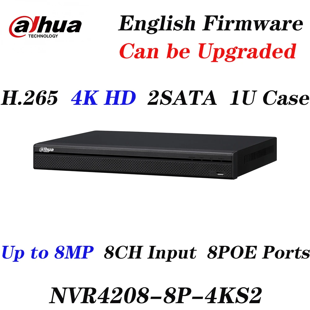 

Free shipping Dahua Original NVR4208-8P-4KS2 NVR4216-16P-4KS2 NVR4232-16P-4KS2 1U 4K and H.265 Lite network video recorder