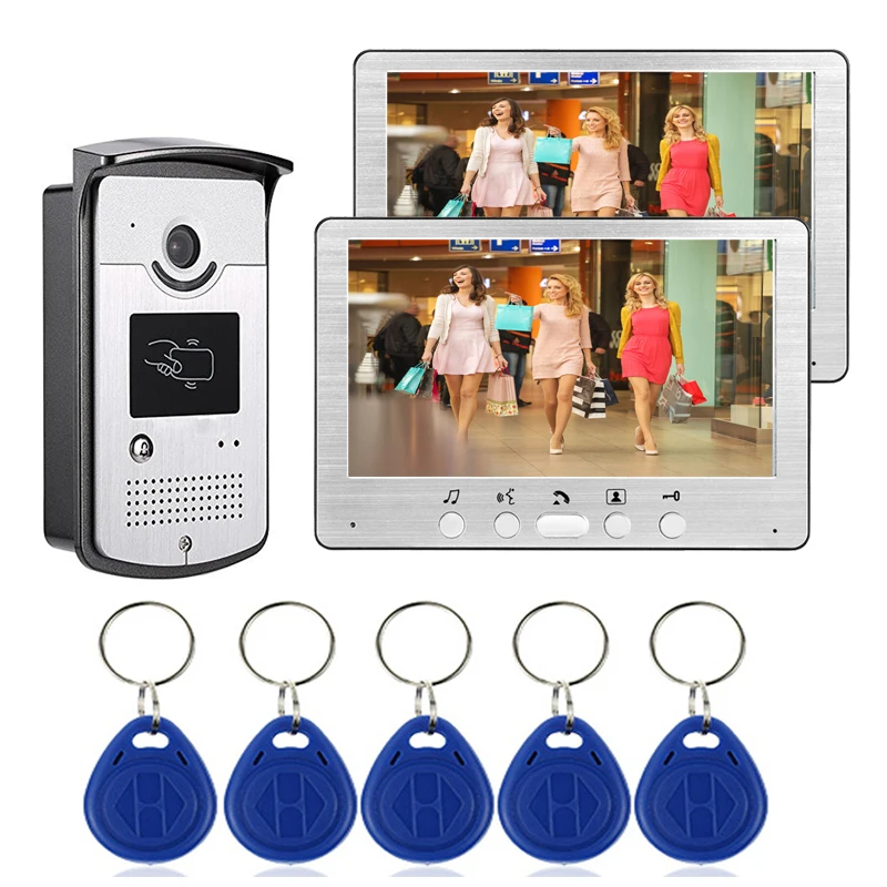 SYSD Video Door Phone 7 inch Wired Color Monitor Video Intercom for Home Metal Rainproof Camera with RFID Unlock