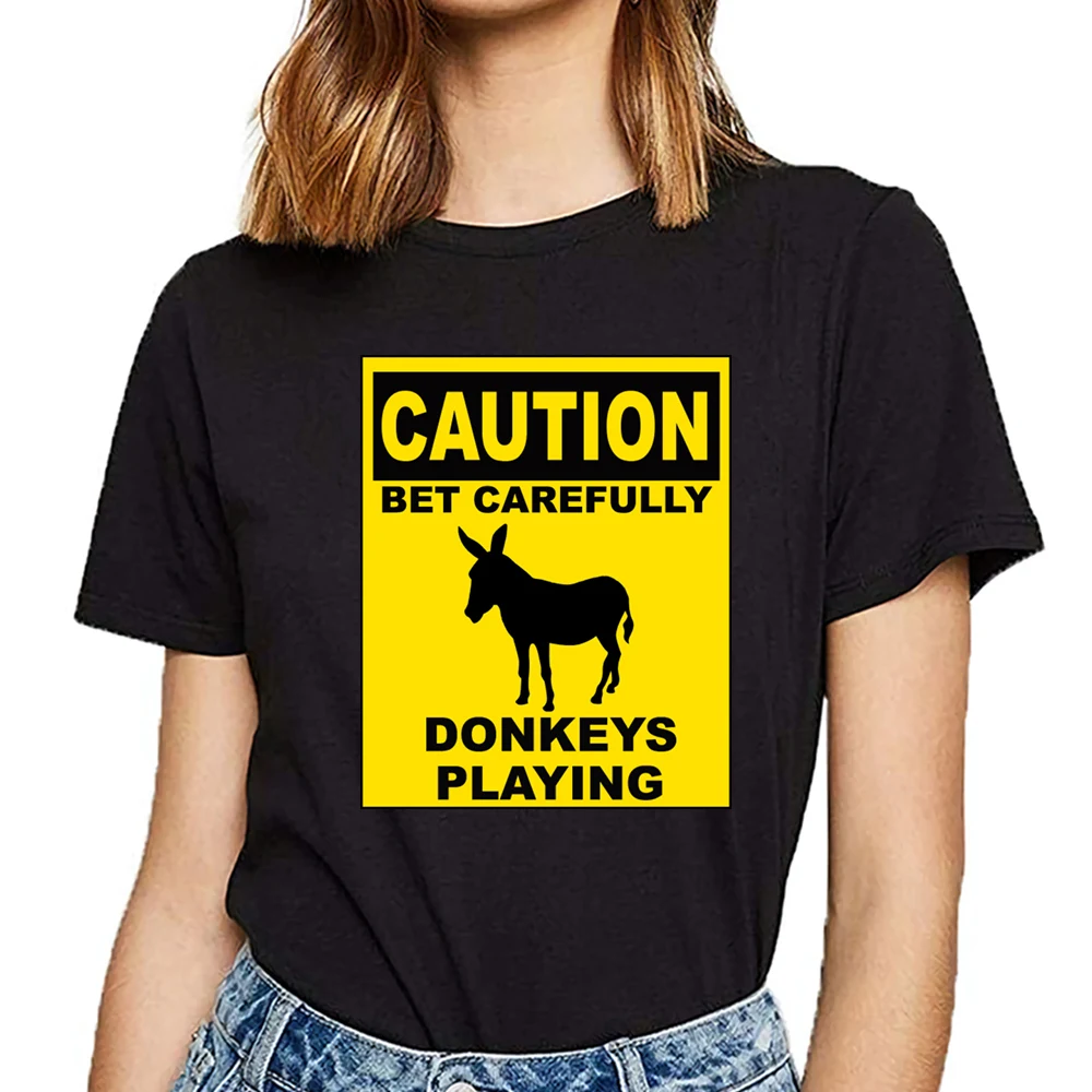 Женская футболка с принтом poker caution donkeys Play Vogue Винтажная Футболка | одежда