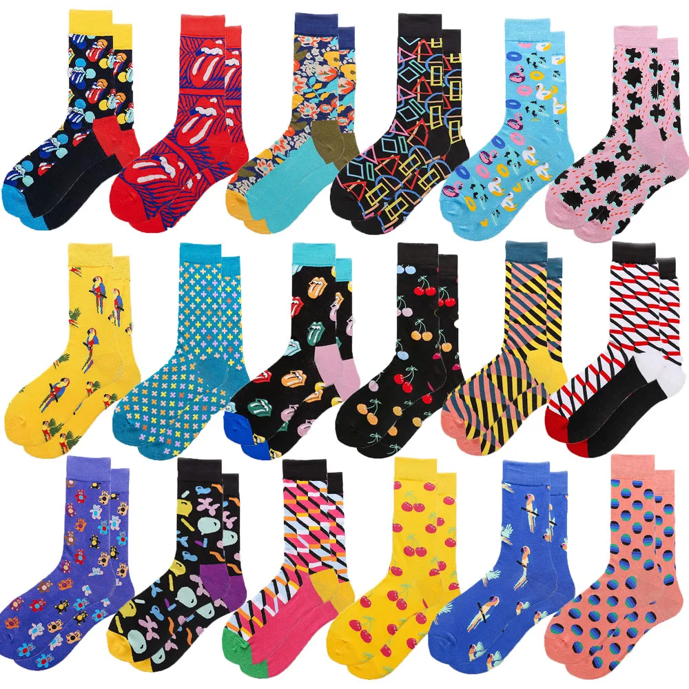 1 пара мужских носков яркие хлопковые прически забавные мужские носки до икры для