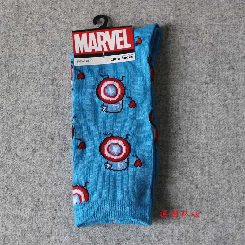 Мужские носки, герой комиксов Marvel, носки с героями мультфильмов, Железный человек, Капитан Америка, косплей, гольфы, Человек-паук, Тор, Халк, повседневные носки - Цвет: 1