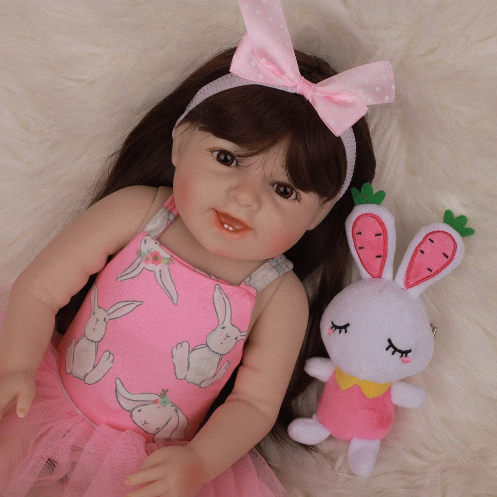 18 &quot47 см милый мягкий силиконовый Reborn Baby Dolls полный корпус волосы игрушка кукла