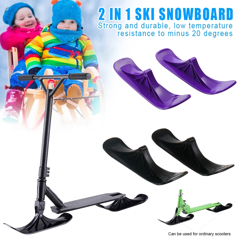 

Hot 1 Pair 2 in 1 Ski Snowboard Sleigh Accessory Children Snow Scooter Wheel MVI-ing