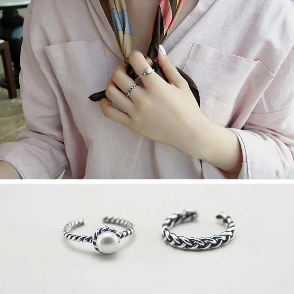 Винтажное Открытое кольцо в античном стиле витое плетеная вставка имитация