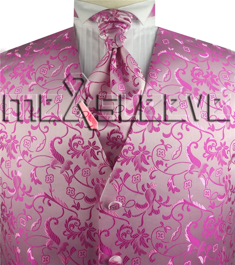free shipping man's flower tailored tuxedo waistcoat set(vest+ascot tie+handkerchief