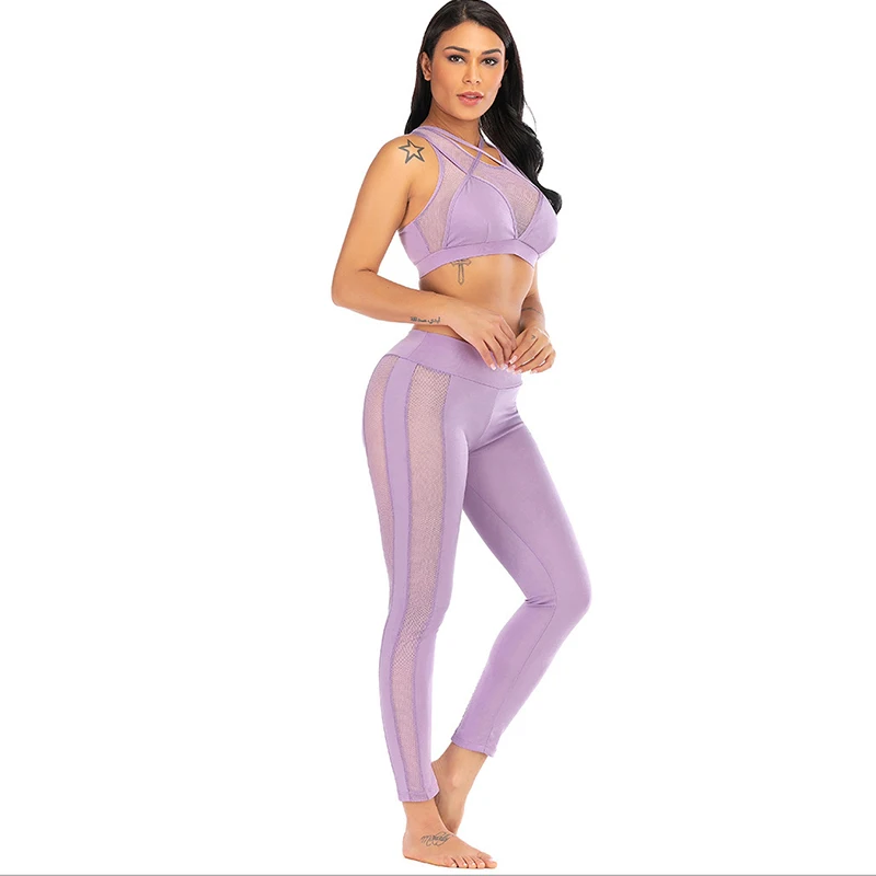Сексуальный сетчатый комплект для тренировок одежда фитнеса спортивная женщин