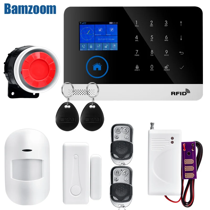 Wi Fi GSM домашняя система охранной сигнализации GPRS сенсорная клавиатура Английский