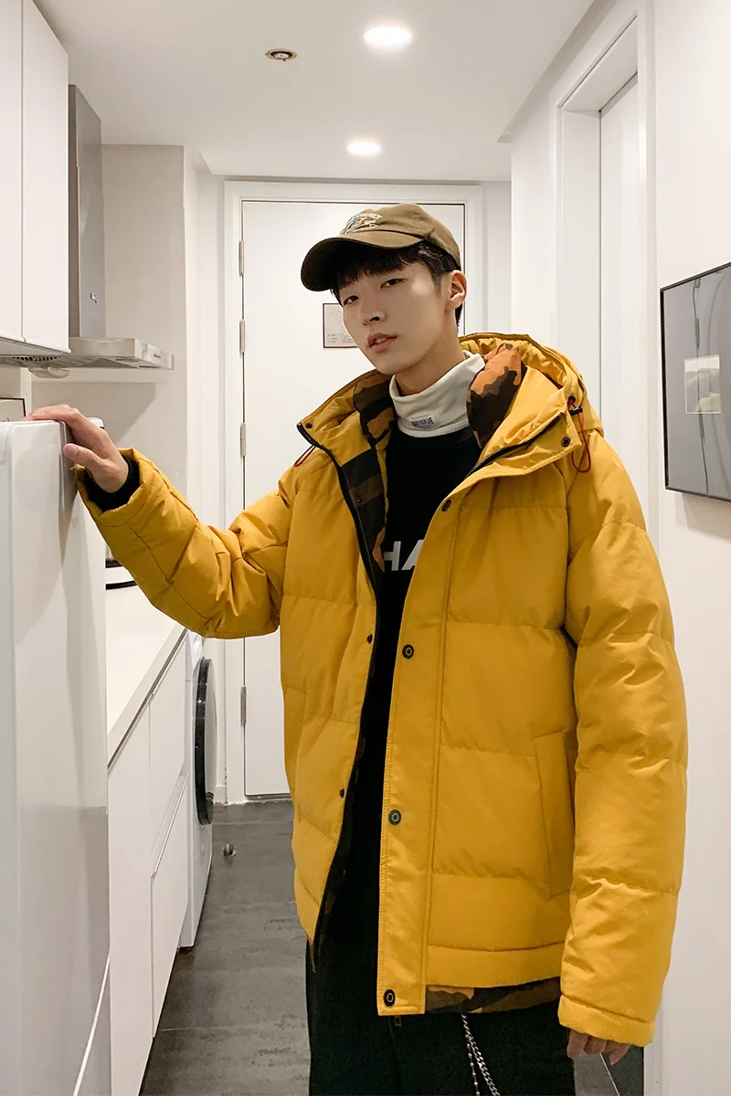 

Man's Simple Cotton Clothing 2020 Hong Kong Style New Autumn Winter Thick Casual Hooded Jacket Street Hip-Hop Warm Cotton Coat