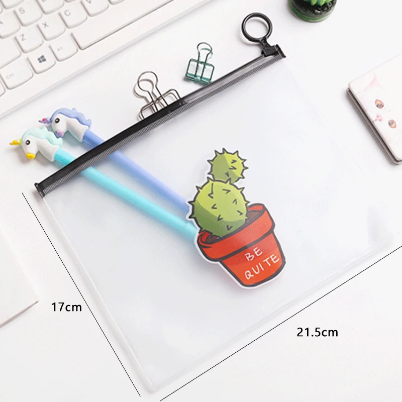 

20pcs/lot Kawaii cactus translucent file bag cartoon Document bag DIY Stationery A5 folder bag wholesale Free Shipping