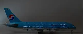 380 With LED light 1/150 Корея Воздушный самолет модель Boeing 747 A380 авиалайнер модель самолета литье под давлением коллекции с колесами и базами - Цвет: 380 With LED light