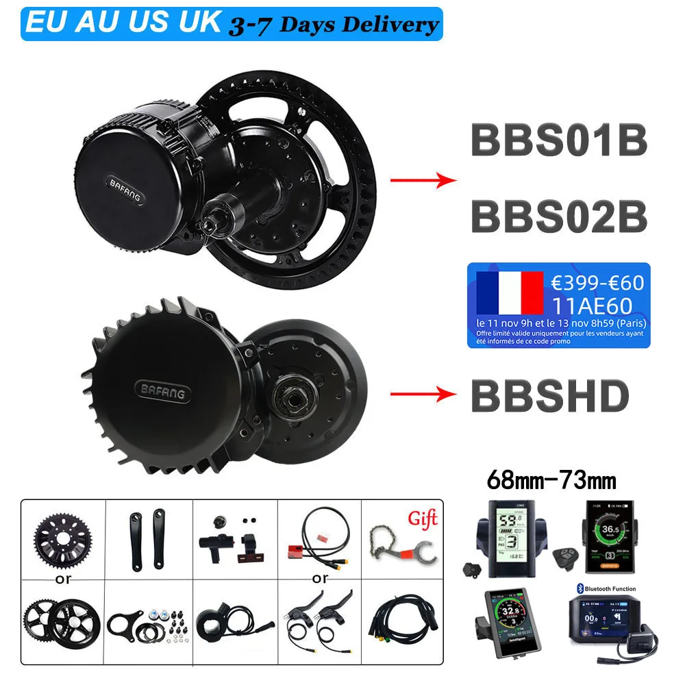 

BAFANG 750W 1000W 500W 250W 350W Mid Drive Motor BBSHD BBS02 BBS01 Ebike E Bike Electric Bike Conversion Kit 36V 48V 52V