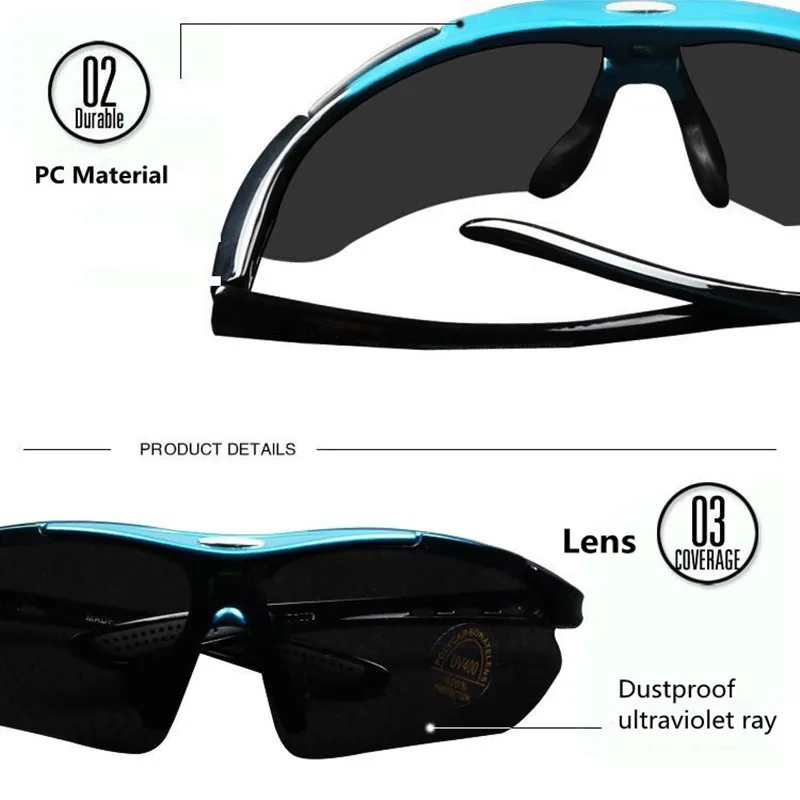 

Cycling Glasses 5 Pieces Outdoor Sports Prevent Dust From Ultraviolet Radiation Myopia Polarized Glasses High Quality Structure