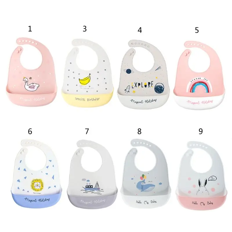 

8 видов милых бытовых продуктов Силиконовый слюнявчик мягкий водонепроницаемый слюнявчик маслостойкий Регулируемый слюнявчик для кормлен...