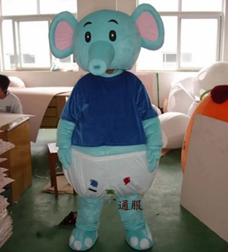 Милый костюм-талисман слон в виде слона Маскотте с большими ушками костюм для