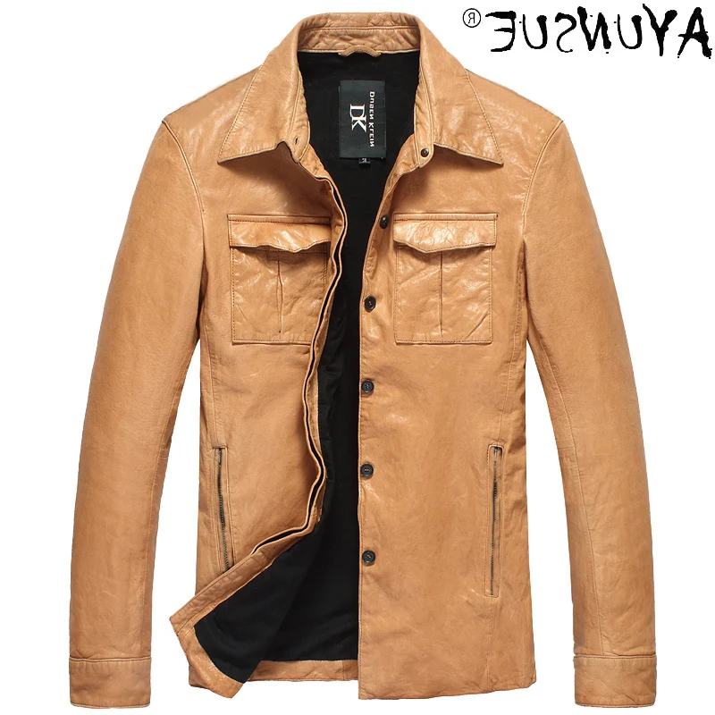 

Jacket Men Motorcycle Mens Clothing Genuine Leather Jackets 2021 Men's Clothes Real Sheepskin Retro Coat Hombre LXR432