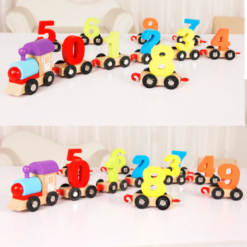 

Train Montessori Educational Wooden Toys Baby Toys 1 To Old 2 4 Years Kids Number Math Wood Digital Learning Games Boy Girl Gift