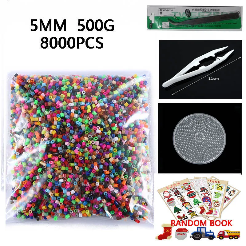 

500g 8000pcs 5mm Hama Beads (1 Template+3 IronPaper+2 Tweezers)Mini Hama Fuse Beads Diy Kids Educational Toys Free shipping