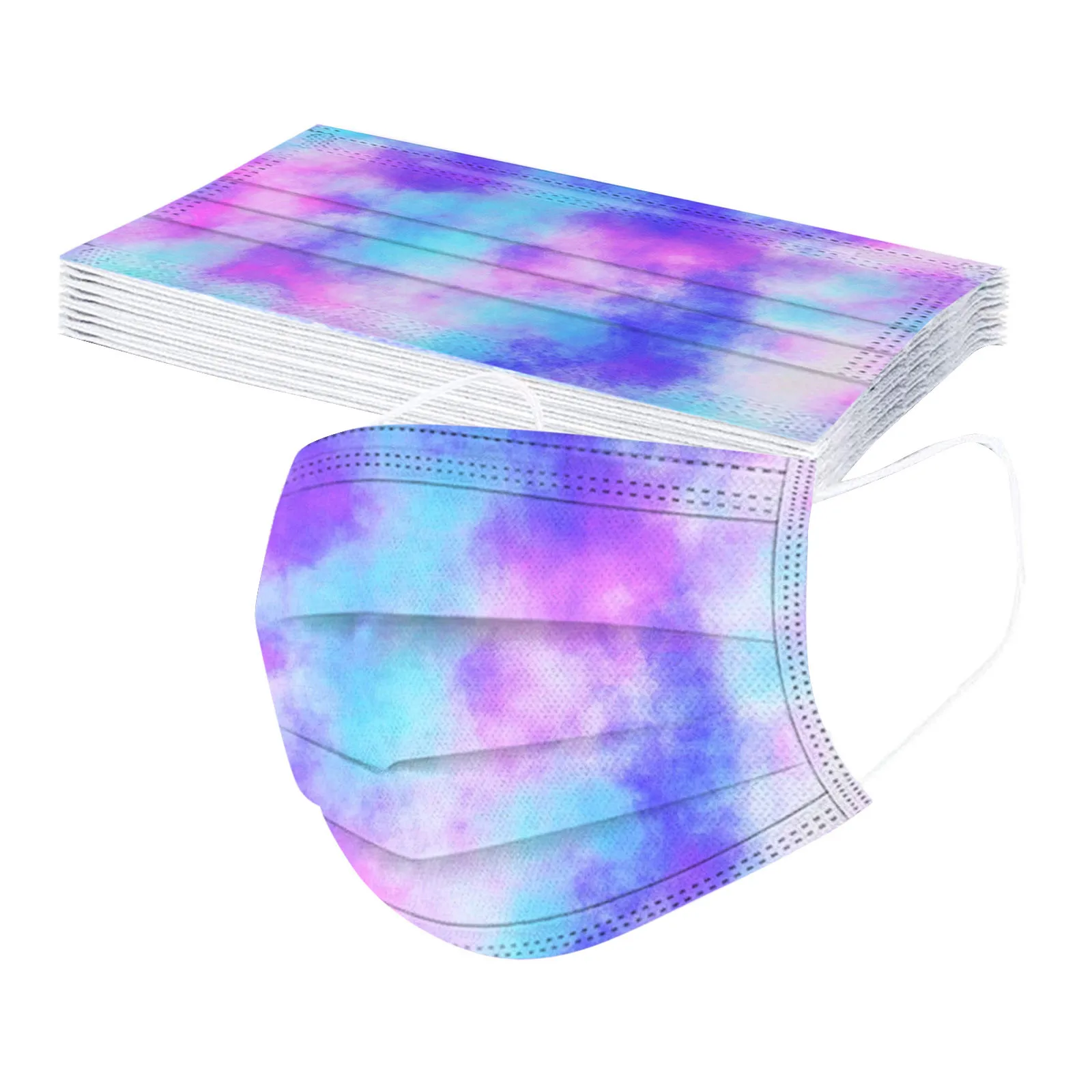 

10PC Windproof Face mask for women Tie-dye Gradient Printed Protection Mask Dust-Proof Disposable Mask Customize Halloween mask