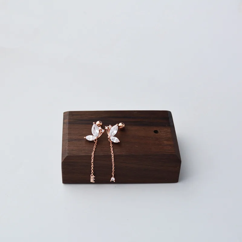 

YIZIZAI Real 925 Sterling Silver Sweet Butterfly Tassel Screw Stud Earrings For Women Zircon Pendant Ear Girl Best Party Jewelry