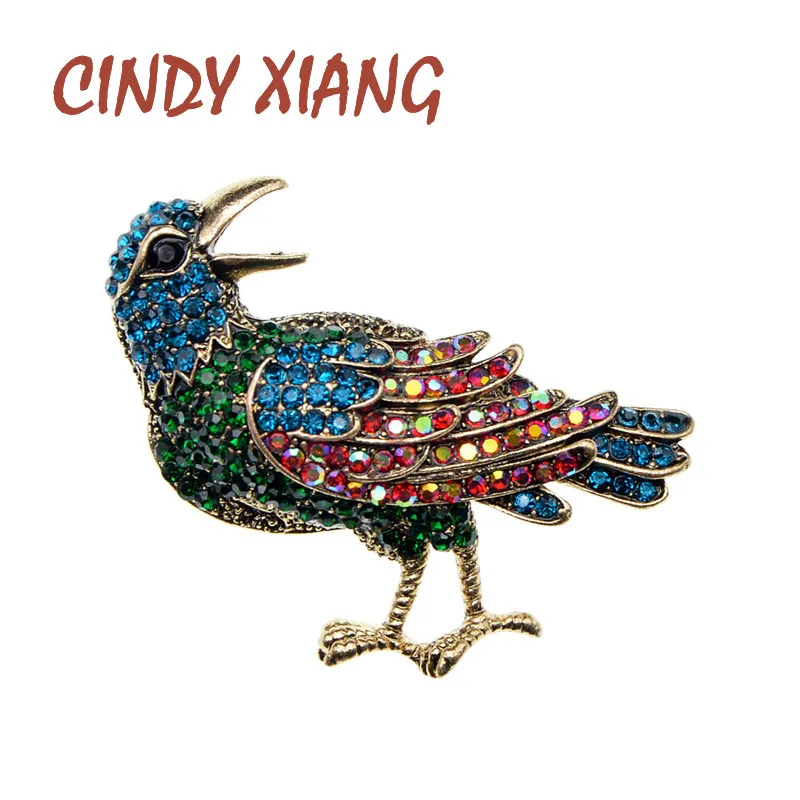 CINDY XIANG 2 цвета Avaible Стразы Броши с птицами для женщин модная витражная брошь