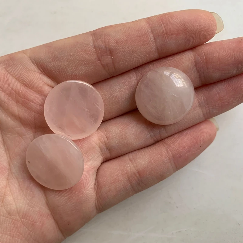 5pcs Natural Rose Quartz CAB Cabochon Stones Reiki Healing Pink Crystal Flatback Round Shape 20mm Wholesale Dropship | Дом и сад