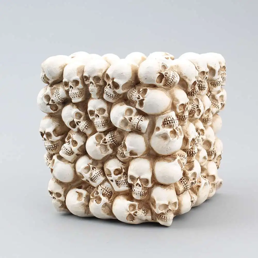 

Resin 3D Skull Storage Box Figurine Skeleton Makeup Pen Holder Flower Pot Household Organizer Stationery Container Flowerpot