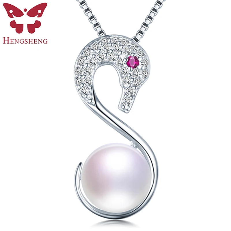 

HENGSHENG, на заказ, элегантное ожерелье с подвеской из натурального жемчуга лебедя, высокое качество, серебро 925 пробы, циркониевое ожерелье, по...