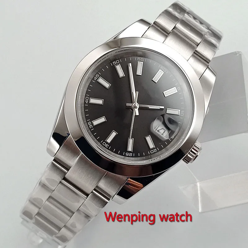 Мужские часы с черным циферблатом 40 мм без логотипа со светящимися знаками