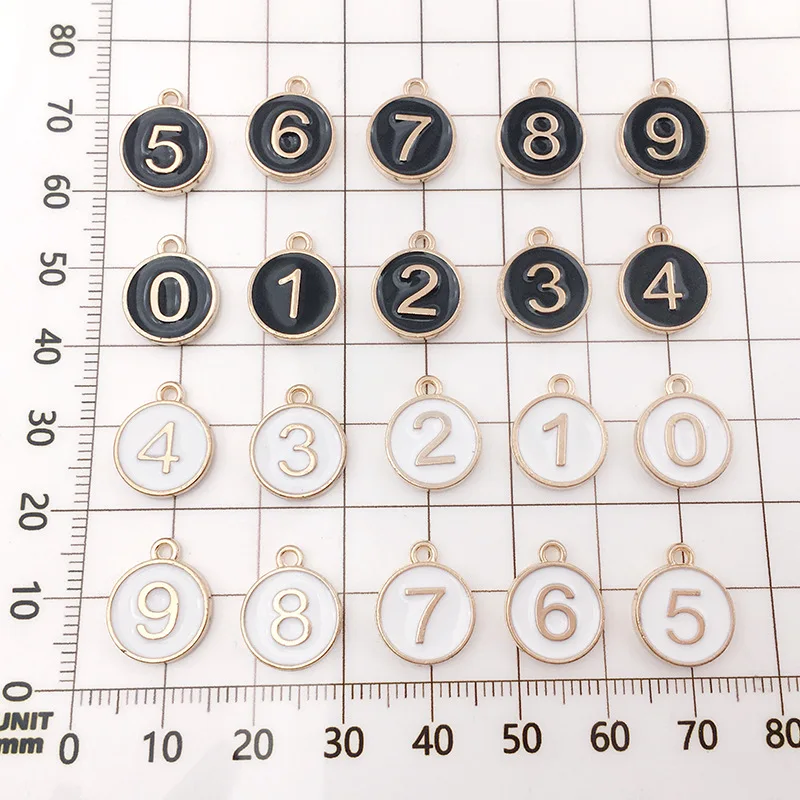 Микс 10 шт./упак. 0-9 эмалированные Подвески золотого цвета DIY для изготовления