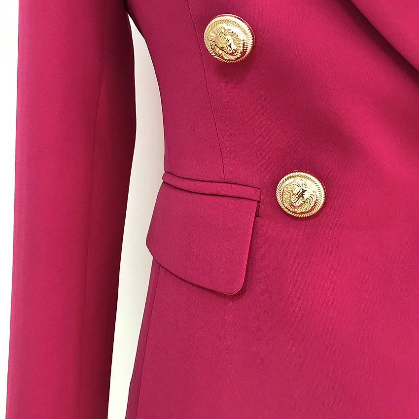 

HIGH STREET 2021 Stylish Designer Blazer Women's Double Breasted Lion Buttons Slim Fitting Blazer Jacket