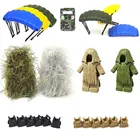 Фигурки Ghillie, костюмы, военные аксессуары, кирпичи, оружие спецназа, солдат, парашют WW2, армейские запчасти MOC, строительный блок PUBG