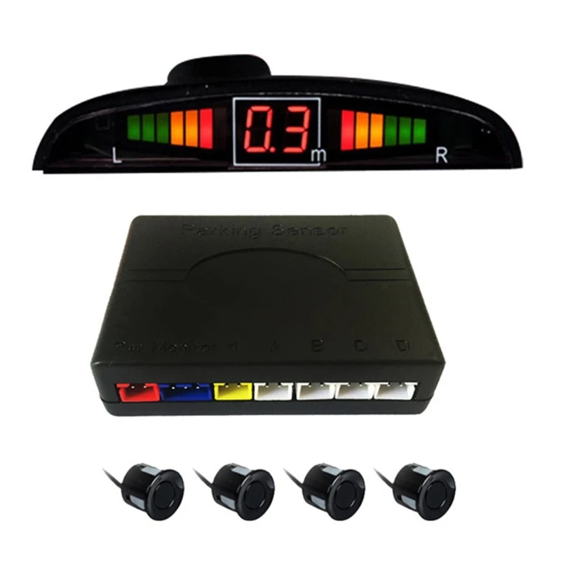 

4 Parking Car Parking Sensor LED Display View Reverse Backup Radar-System Reversing Detector Buzzer Beep-Beep Alarm LX0E