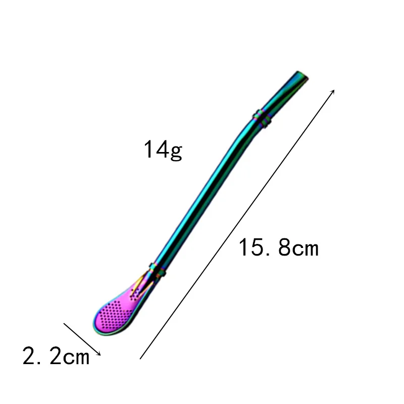 

Straw Spoon With Mini Cleaning Brush Stainless Steel Filters Gadget Drinking Tea Stir Coffee Kitchen Bar Supplier