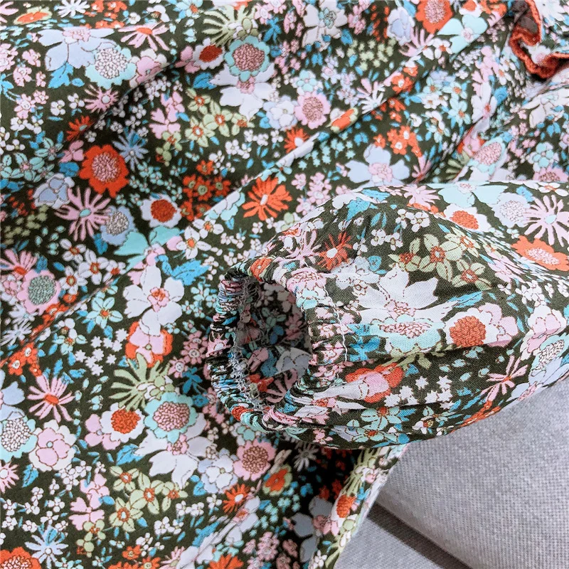 

Vintage Toddler Girls Floral Dress 2021 Fashion Kids Floral Frocks Children Clothes Long Sleeves One Piece Girls Cotton Dresses
