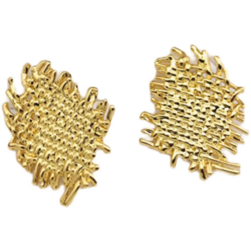 

Irregular Metal Woven Mesh 925 Silver Stud Earrings