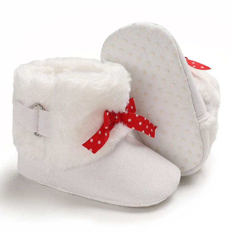 Adorable Infant Toddler Baby Girls Snow Boots Winter Soft Sole Crib Shoes Bowknot Booties Infant Newborn Party Shoes 0-18M