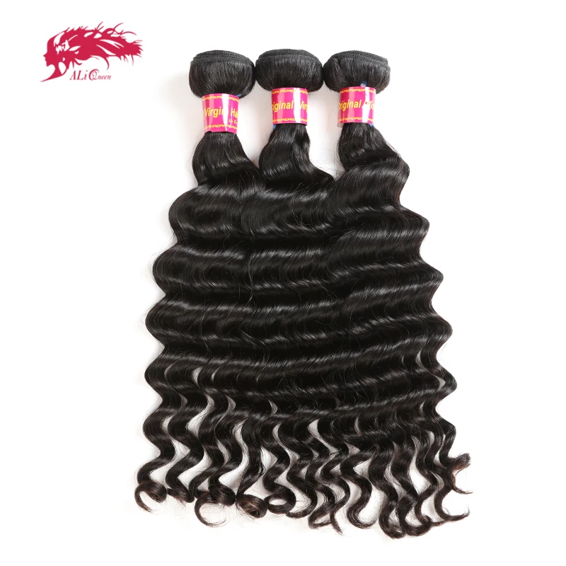 Ali Queen Hair Natural Wave Malaysian Raw Virgin Human Hair Bundle 3/4pcs Double Drawn Human Natural Hair Extensions Weave